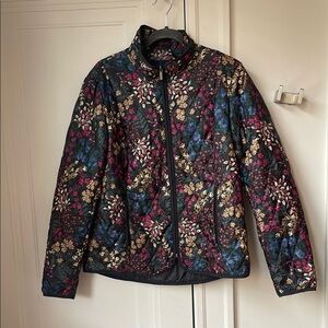 Lands' End Floral Quilted Women's Jacket Coat Puffer
